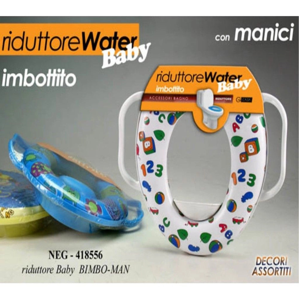 Trade Shop - Sedile Wc Morbido Riduttore Bambini Baby Water Imbottito Con Manici -        3,5