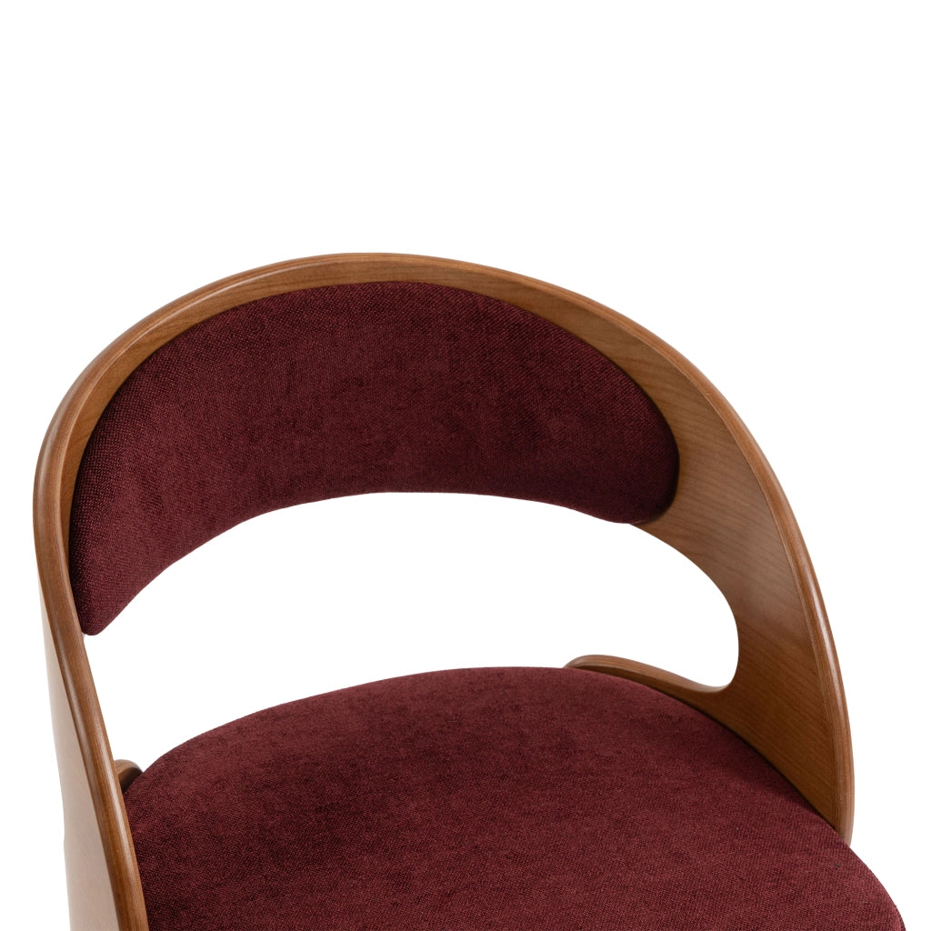 Sedia da pranzo girevole con schienale ergonomico e seduta imbottita in lino bordeaux