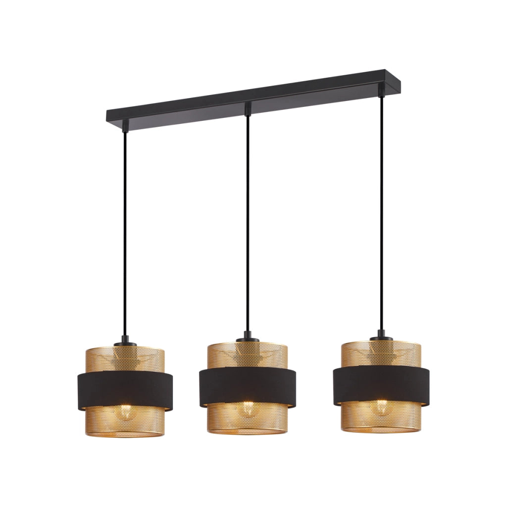 Lampada a sospensione BANS Italux nero oro 3xE27 su barra