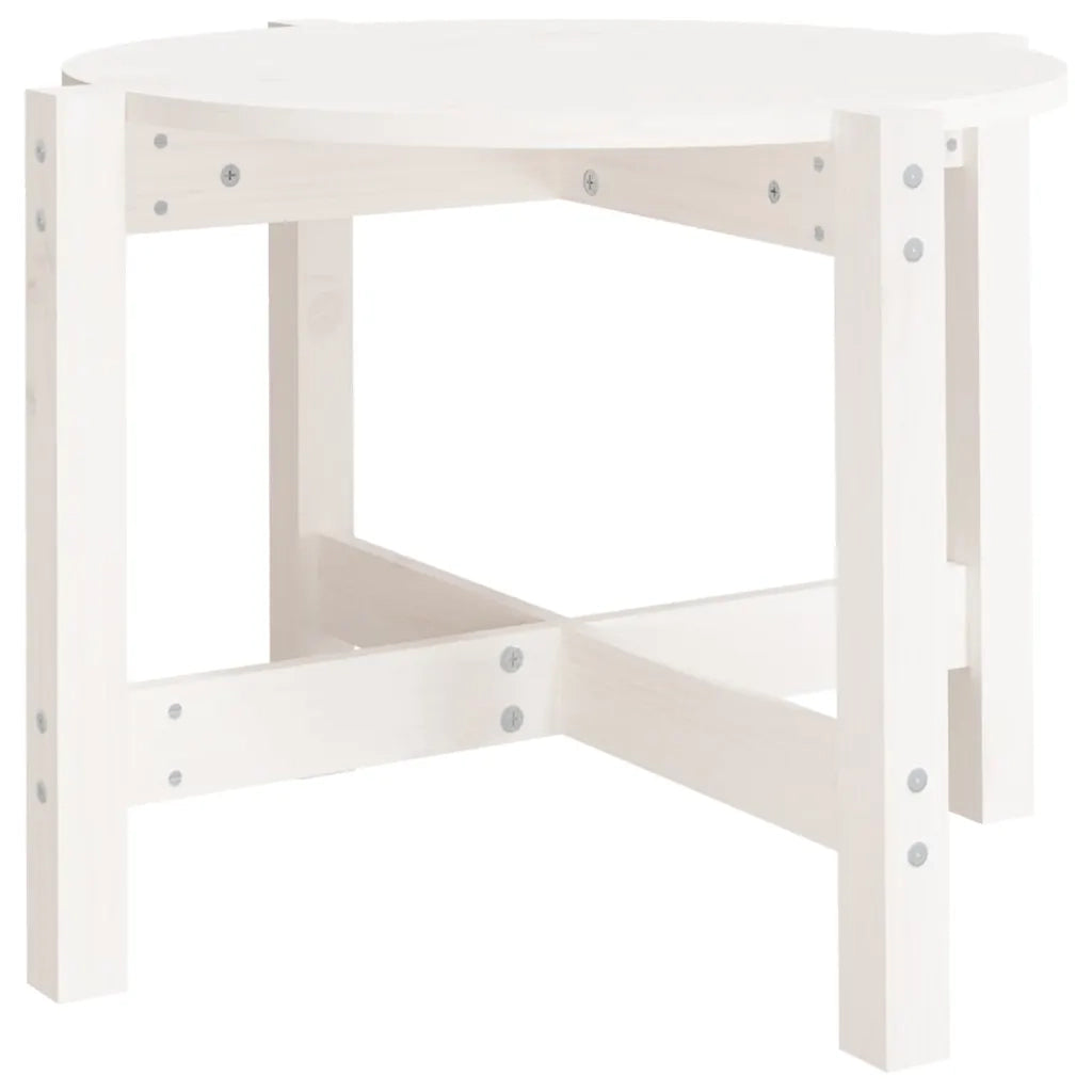 Tavolino da Salotto Bianco Ã˜ 62,5x45 cm Legno Massello di Pino cod mxl 19930