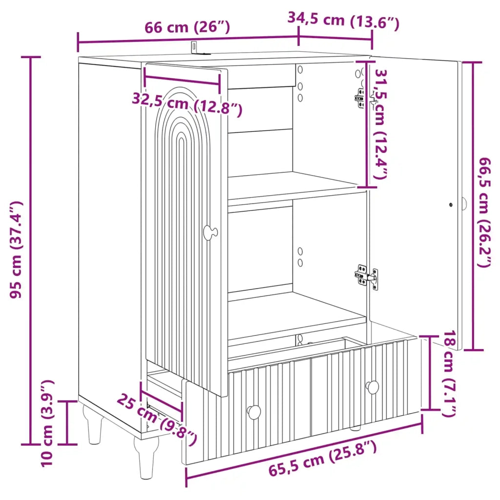 Credenza Bianco 66 x 34,5 x 95 cm Legno ingegnerizzato 894205