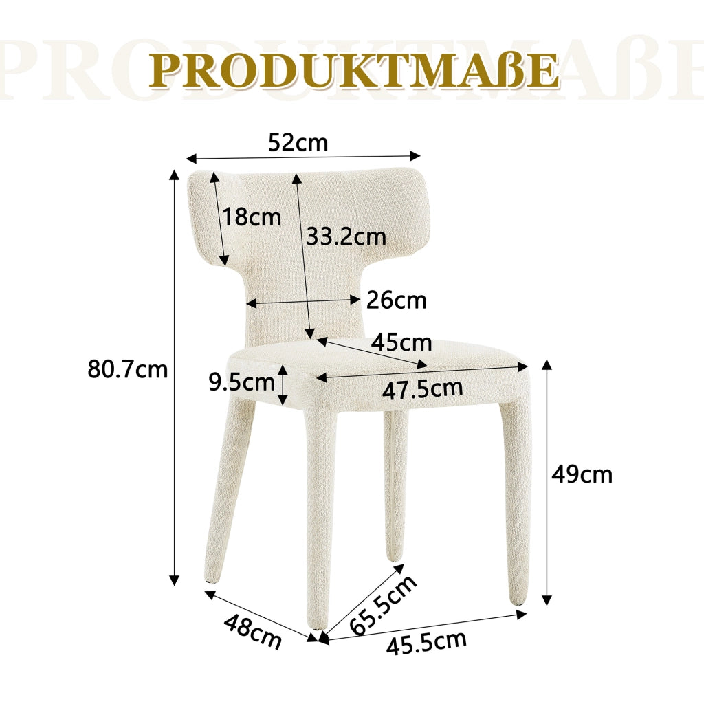 SEDIA da pranzo Set da 2 pezzi con schienale a T in tessuto bianco