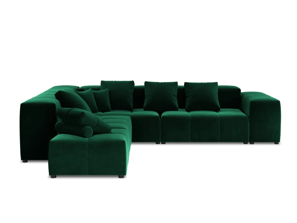 Cosmopolitan Design - Divano angolare modulare reversibile "Rome" 7 posti in velluto verde bottiglia 