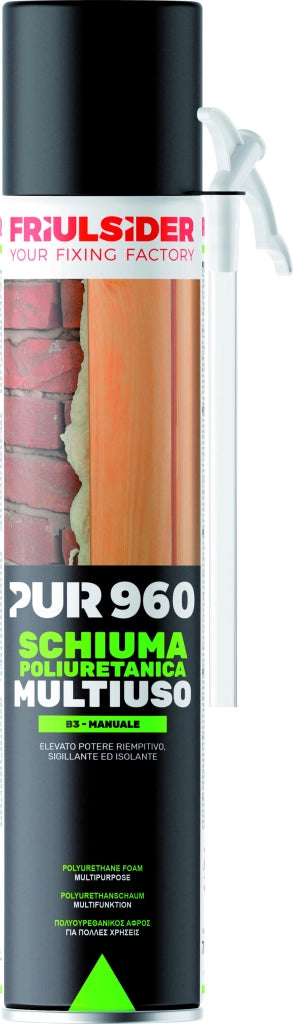Friulsider SCHIUMA POLIURETANICA PUR 960 MULTIUSO MANUALE ml. 750 12.00 pz