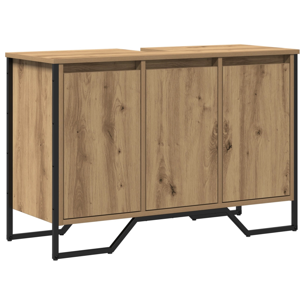 Mobiletto per Lavabo Rovere Artigianale 91x35x60 cm Legno ingegnerizzato