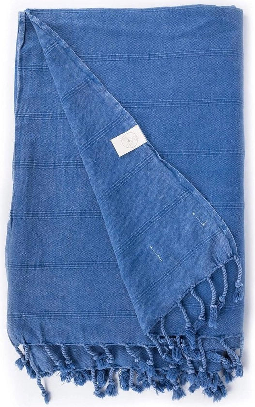 Duvetta XXL in Pizzo Stone - Certificato OEKO-TEX - 100% Cotone - Asciugamano per Letto e Divano - Blu - 59 x 81 Pollici