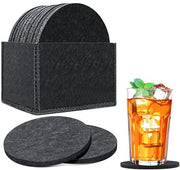 Set di Sostegni in Vetro da 10 con Tappi Ronde in Velluto, Sostegni per Bicchieri, Bar, Bicchieri - Regali Unici per Compleanni, Regali di Natale, Nero
