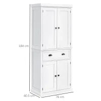 Credenza Alta Cucina con Armadietto e Inferiore e Cassetto Centrale in MDF, Mobile Truciolato e Metallo, 76x40.5x184cm, Bianco|Aosom Italy