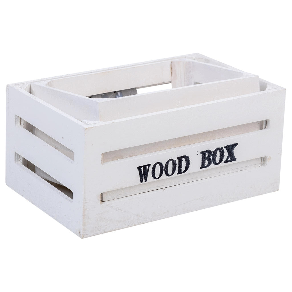 Cassettiera in legno set 2 pezzi bianco 20x13x09, 16x11x08cm