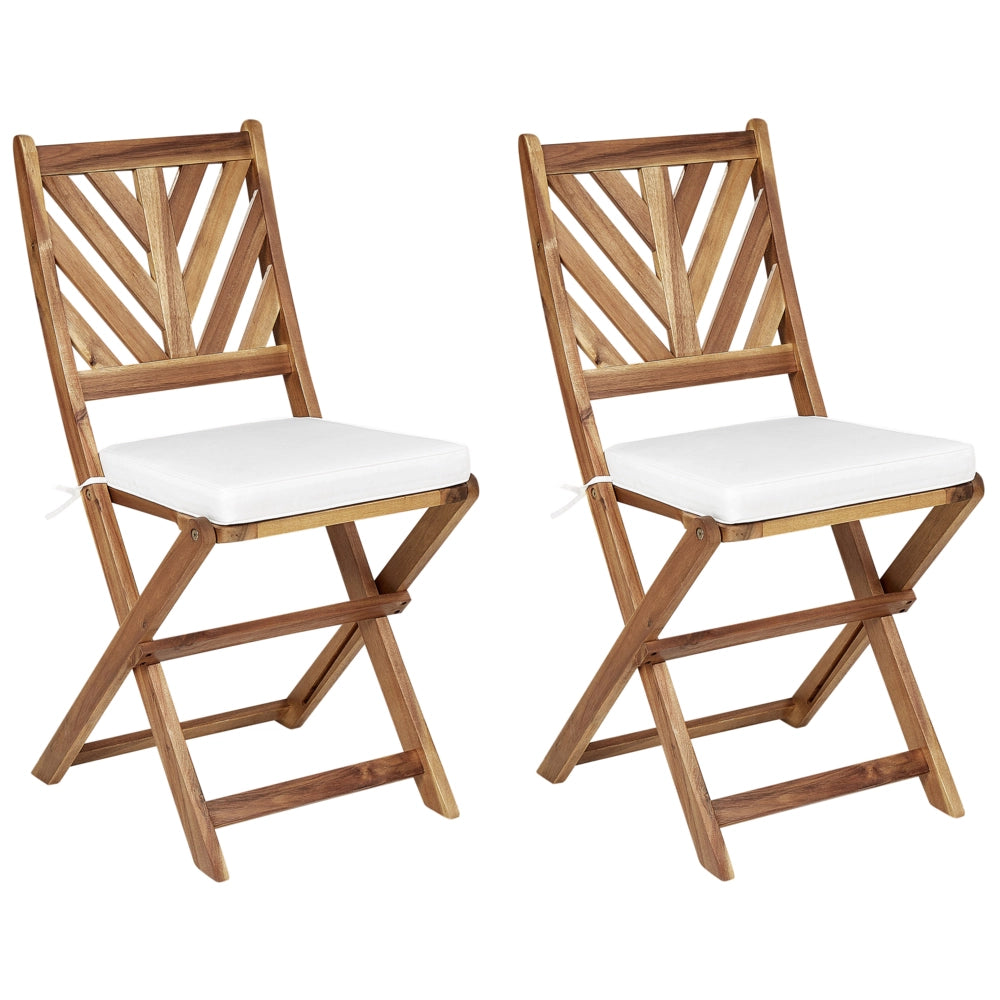 Set di 2 cuscini per sedia da giardino bianco motivo per esterno legami resistenti ai raggi UV