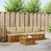 Set divani 5 pcs Naturale e Beige Legno di Acacia Massello 3374318