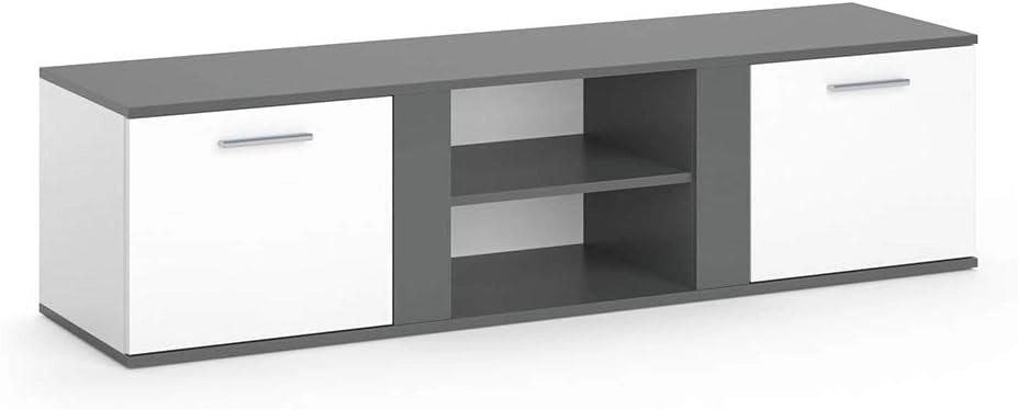 Mobile tv Novelli, Antracite, 155 x 41 cm, per l'utilizzo come mobile TV con più ripiani