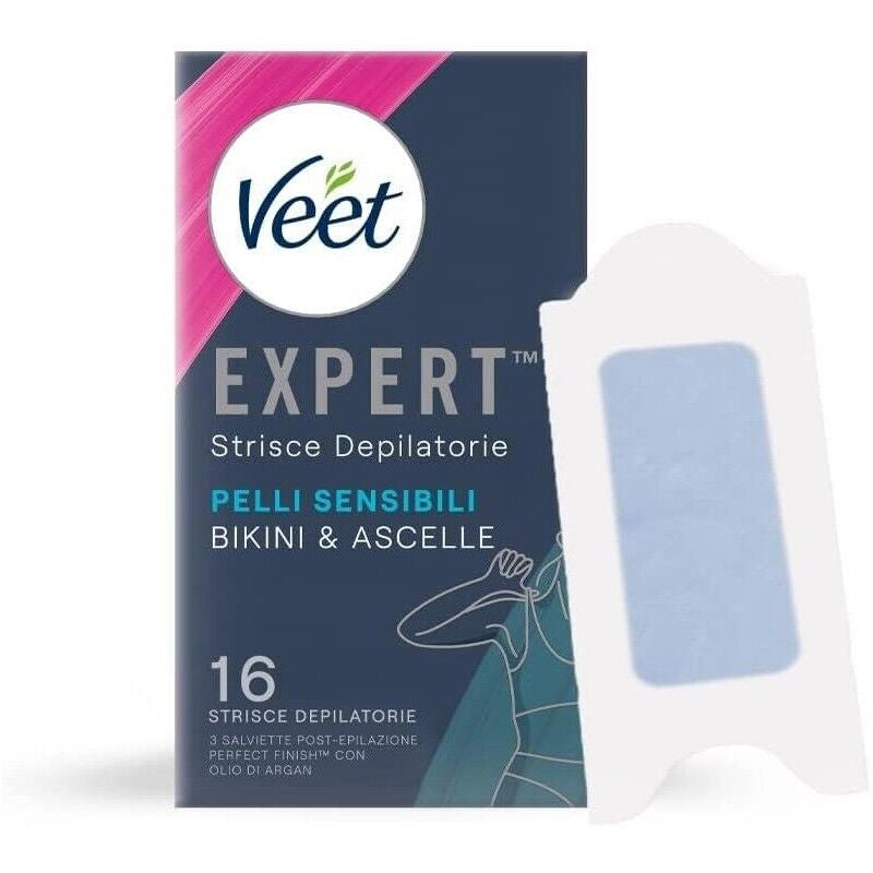 VEET STRISCE DEPILATORIE ASCELLE E ZONA BIKINI CON OLIO DI MANDORLA 48 STRISCE + 9 SALVIETTE POST-EPILAZIONE