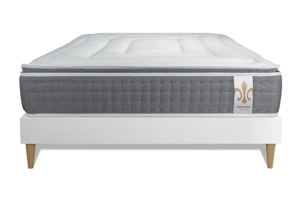 Pacchetto letto completo - Materasso 140x190cm + Box spring con doghe (kit) + 2 cuscini + Piumino - Vingt-Six PLUS