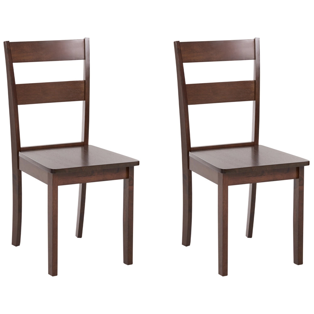 Set di 2 sedie da pranzo in stile cottage con schienale a doghe in legno di gomma marrone scuro