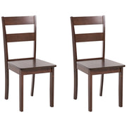 Set di 2 sedie da pranzo in stile cottage con schienale a doghe in legno di gomma marrone scuro