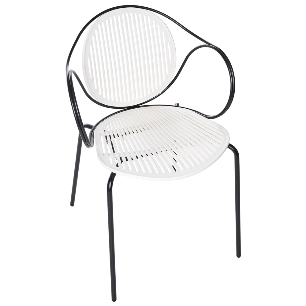 Set di 2 sedie da pranzo imbottite Base in metallo bianco sporco e nero base in metallo design moderno