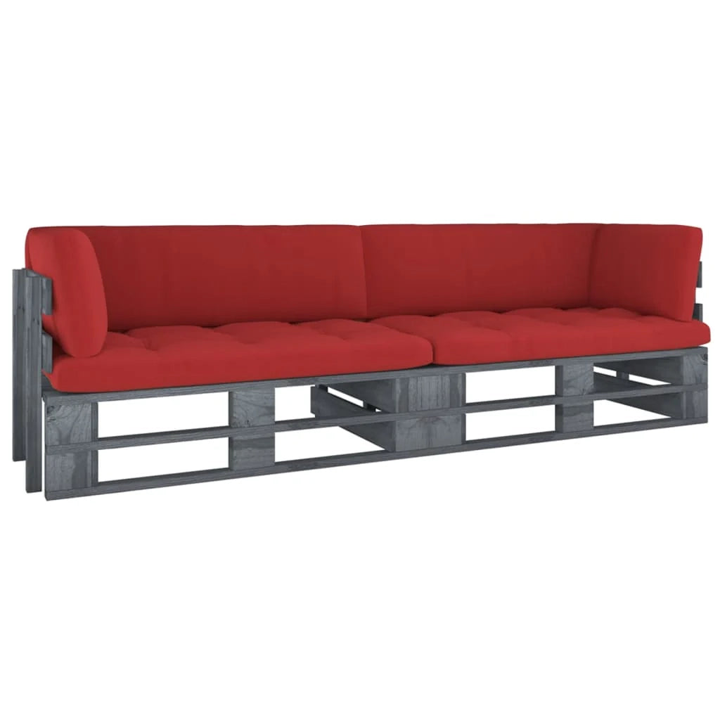 Divano pallet a 2 posti con cuscini in pino impregnato grigio 02_0013257