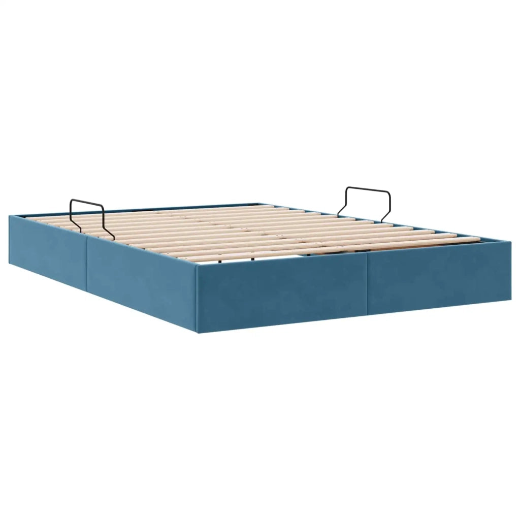 Letto ottomano con archiviazione Blu Scuro 140 x 190 cm Velluto