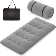 Materasso Futon Pieghevole, Materasso Portatile con Sacca da Trasporto per Camping, Materasso da Terra con Copertura Lavabile (Grigio,200 x 90 cm)