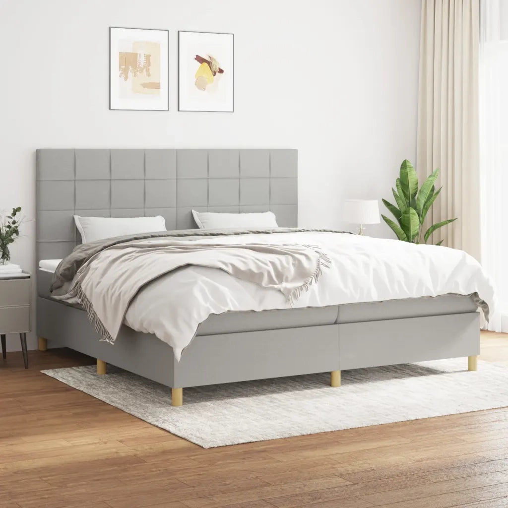 Giroletto a Molle con Materasso Grigio Chiaro 200x200cm Tessuto 3142361