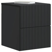 Comodino | Armadio da Notte | Mobiletto da notte a muro con cassetto Nero 33 x 34,5 x 40 cm