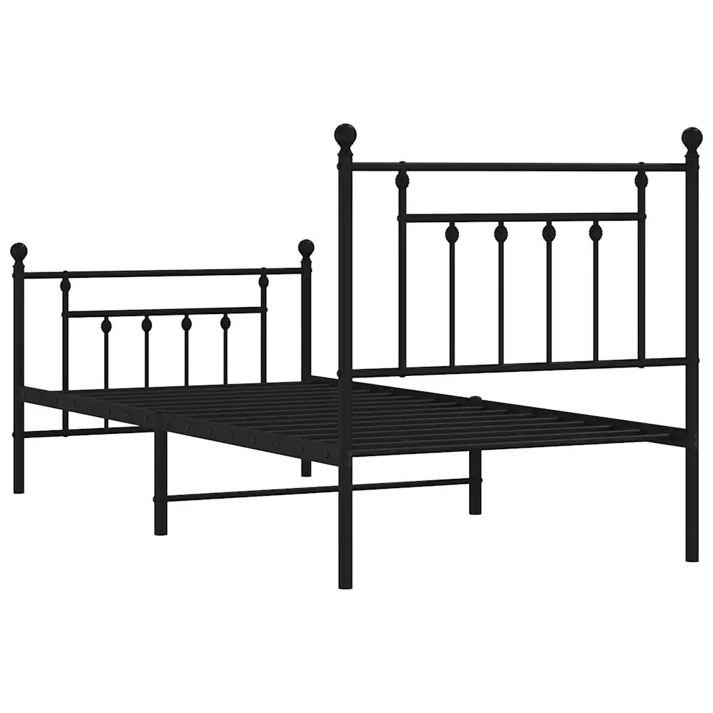 Giroletto con Testiera e Pediera Metallo Nero 90x200 cm 353548