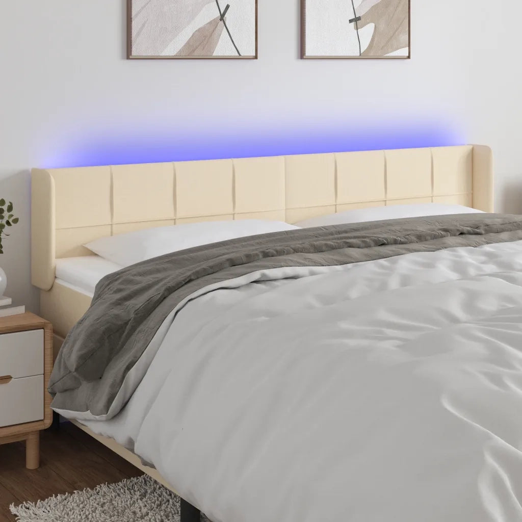 Testiera a LED-Testata con LED Crema 163x16x78/88 cm in Tessuto 832101