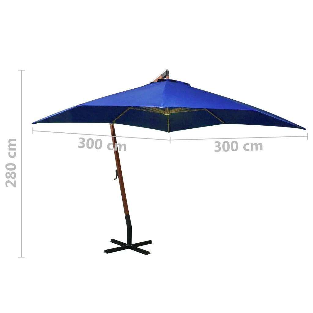 Ombrellone a Sbalzo-Ombrello da giardino Azzurro 3x3 m Palo in Abete Massello