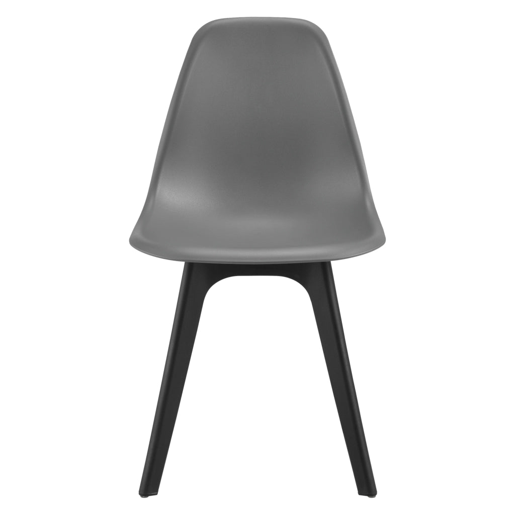 [en.casa] Arredo Sala da Pranzo  Set Tavolo Metallo Vetro 105 x 60 x 75 cm con 4 Sedie in Plastica 83 x 54 x 48 cm Grigio / Nero