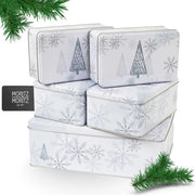 Set di contenitori per biscotti 5 pezzi - Design festivo - Scatole di riserva - Stivabile - Sostenibile - Piatti in acciaio inossidabile resistenti - Scatole per biscotti