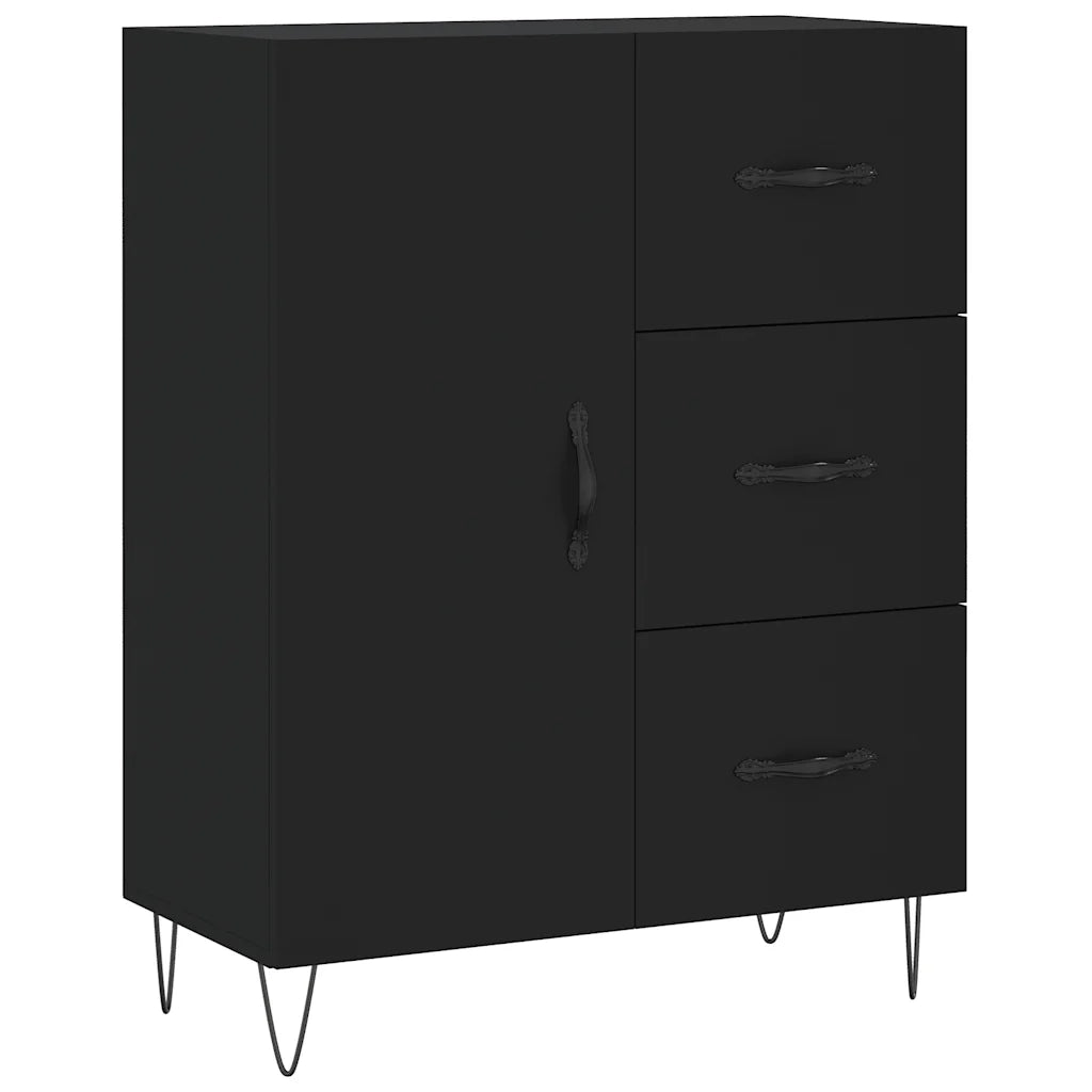 Credenza | Madia | Buffet da pranzo | Armadio da pranzo Nera 69,5x34x180 cm in Legno Multistrato
