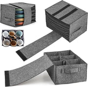 Set di contenitori per 8 piatti e bicchieri - Kit di 2 supporti per piatti e bicchieri in velluto - Tasca in velluto - Accessori per camper - Gadget per contenitori di cucina