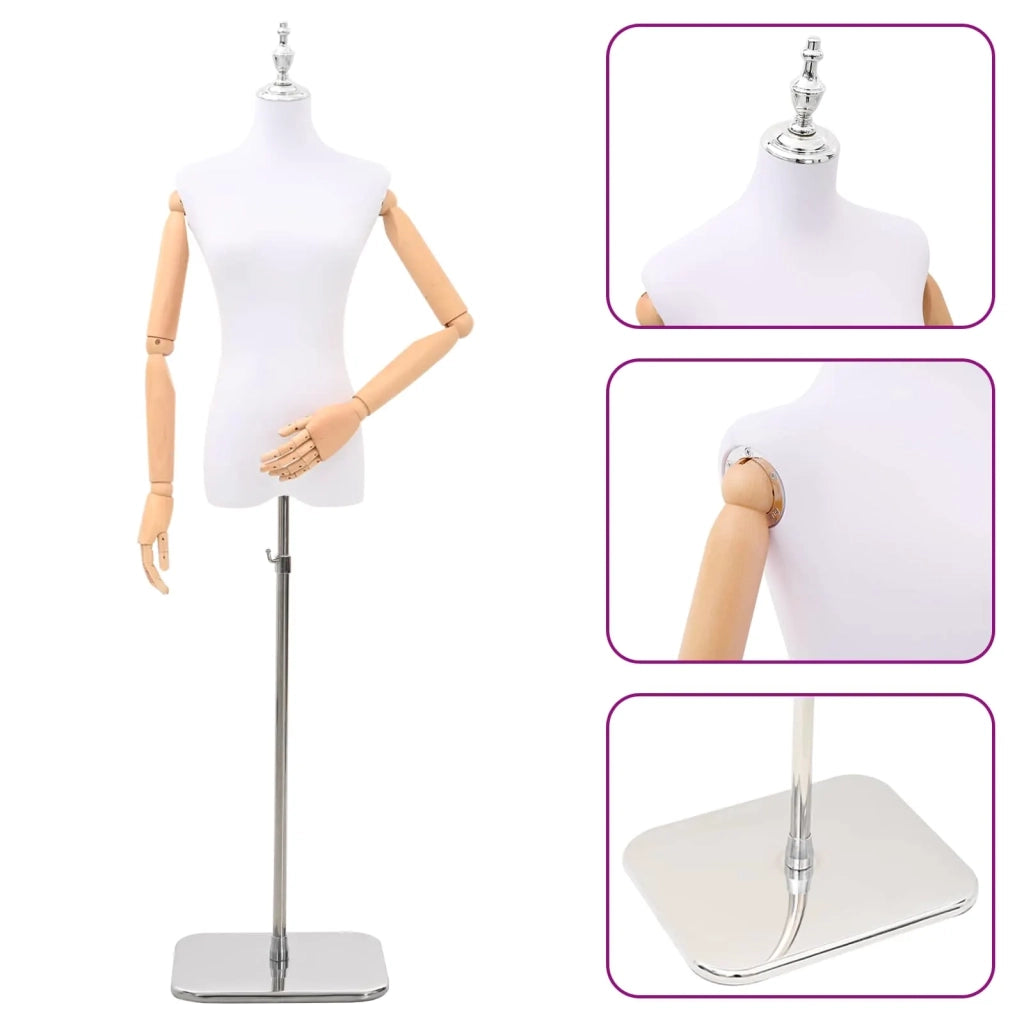 Manichino Regolabile 165-213 cm con Base Femmina PP Bianco 42041701