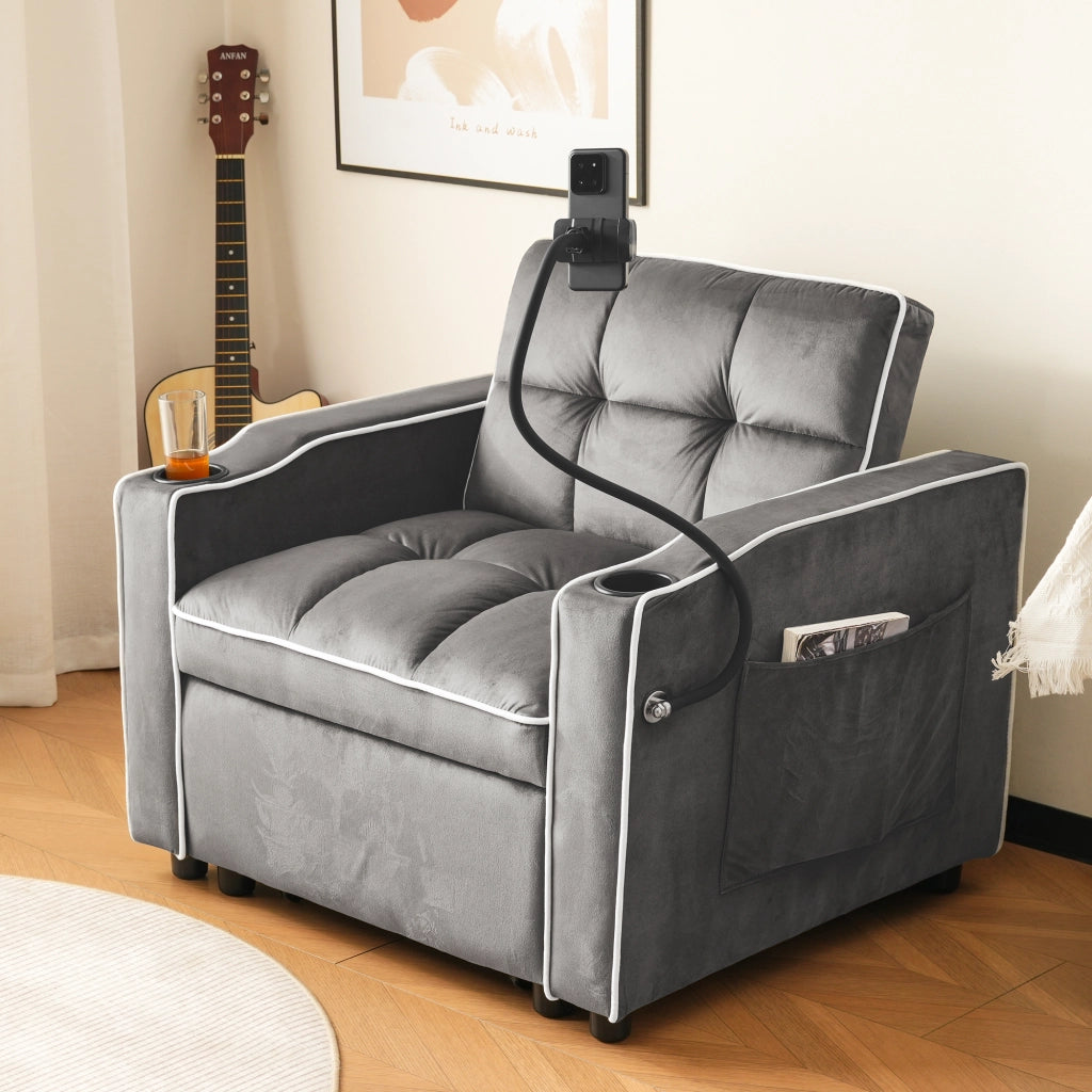 DIVANO LETTO 3-in-1 83 x 167 x 76 cm Grigio scuro