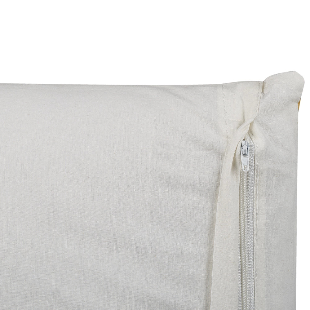 Cuscino decorativo cotone bianco e giallo 45 x 45 cm motivo floreale fatto a mano rivestimento sfoderabile con imbottitura boho style
