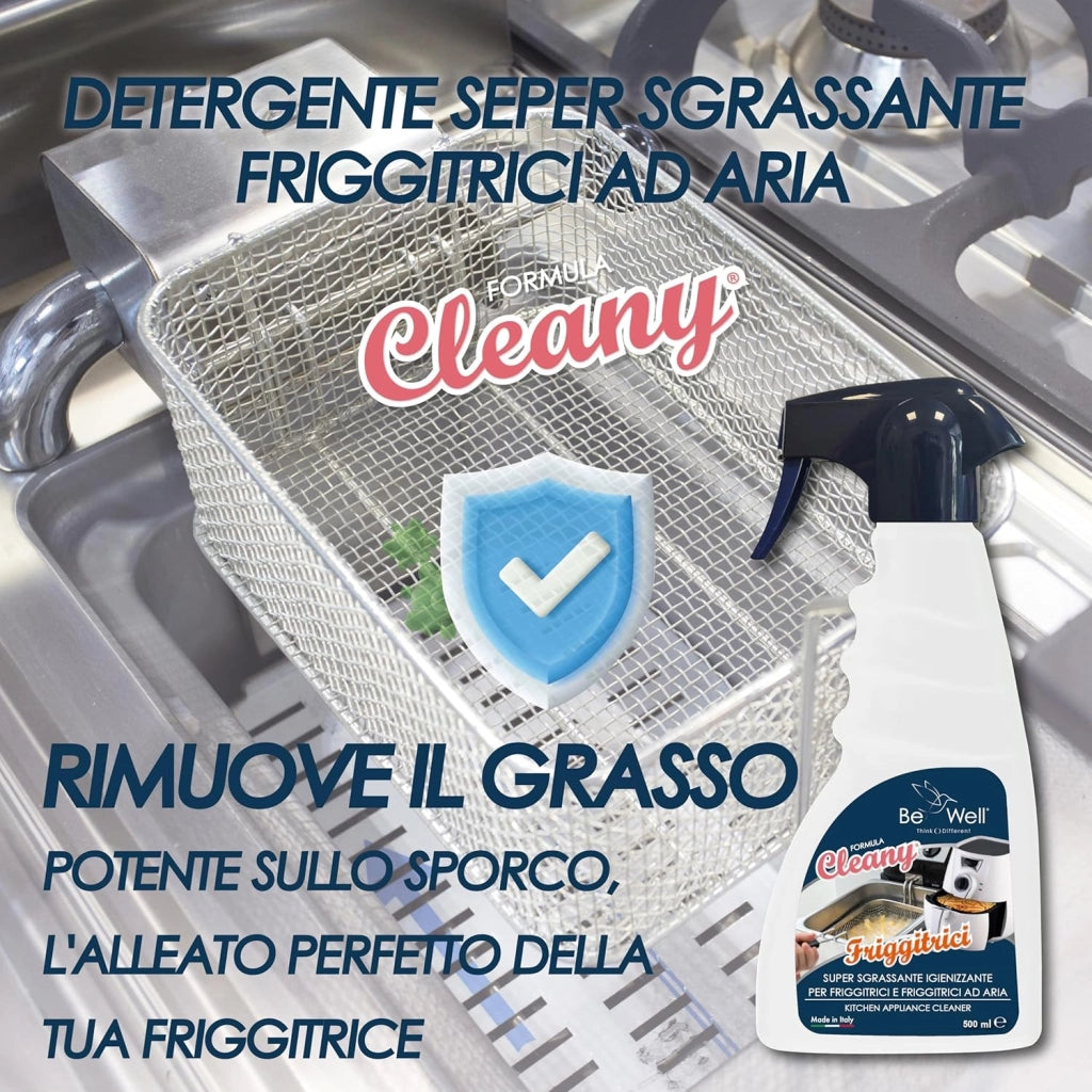 CLEANY Detergente Professionale Spray per Friggitrici E Friggitrici ad Aria, Sgrassante Super Igienizzante, 500 ml, Made in Italy