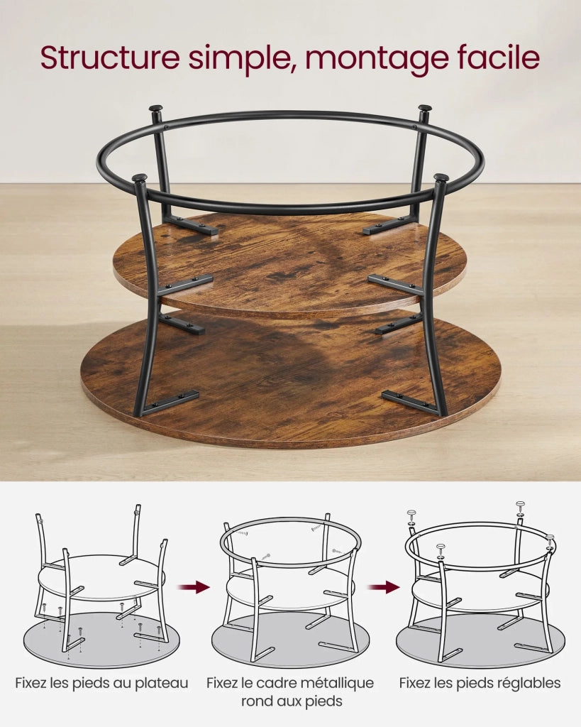 Tavolino da caffè tavolo da soggiorno credenza bassa 2 ripiani con ripiano portaoggetti facile da montare struttura in metallo stile industriale marrone 12_0007484