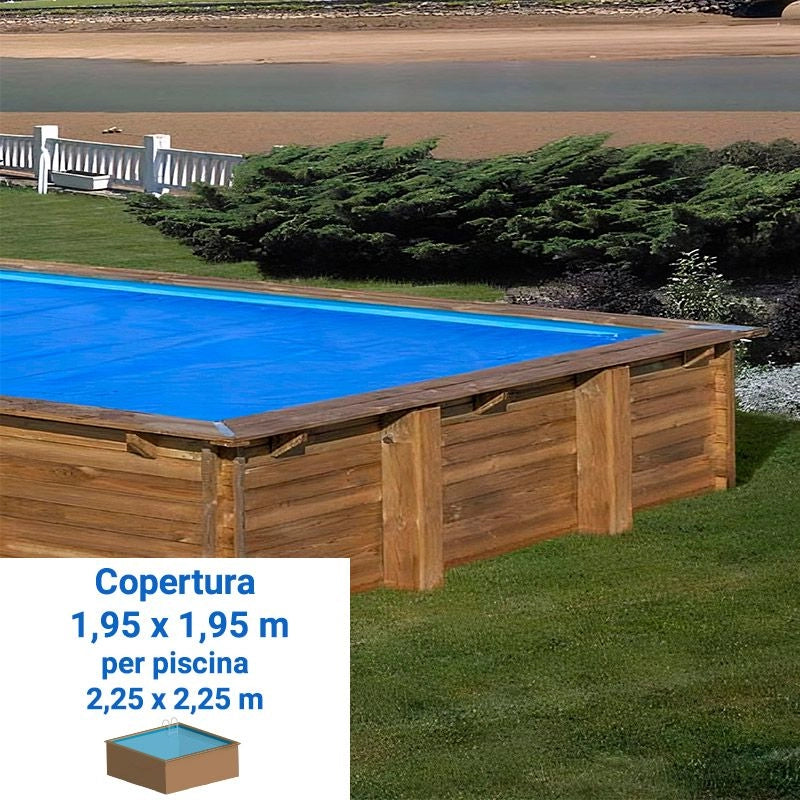 Copertura Isotermica A Bolle 5,65 X 2,68 M Per Piscine In Legno Gre 6,18 X 3,20 M Dimensione piscina: 2.25 X 2.25 m