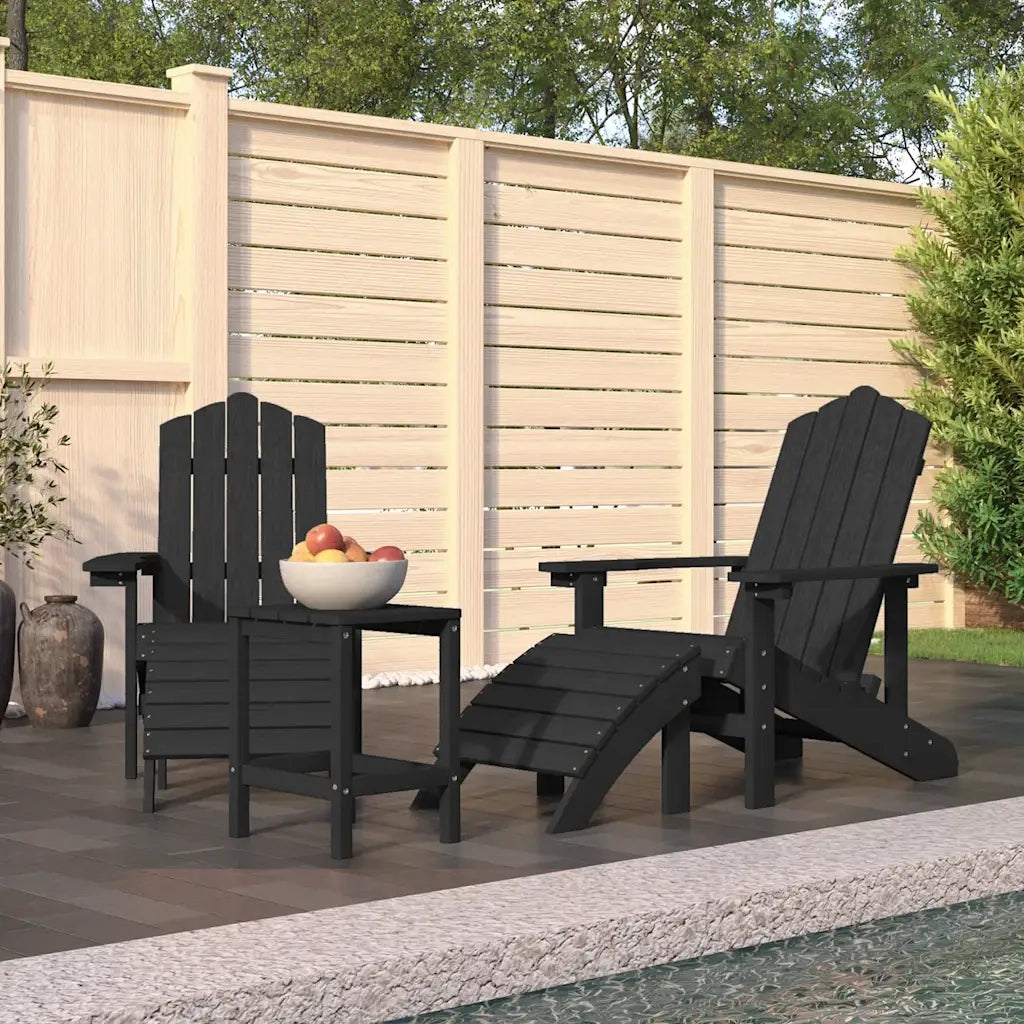 Sedie Giardino Poggiapiedi e Tavolo Adirondack HDPE Antracite 3095713