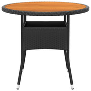 Tavolo Giardino | Tavolino da esterno ?80x75 cm Massello Acacia e Polyrattan Nero