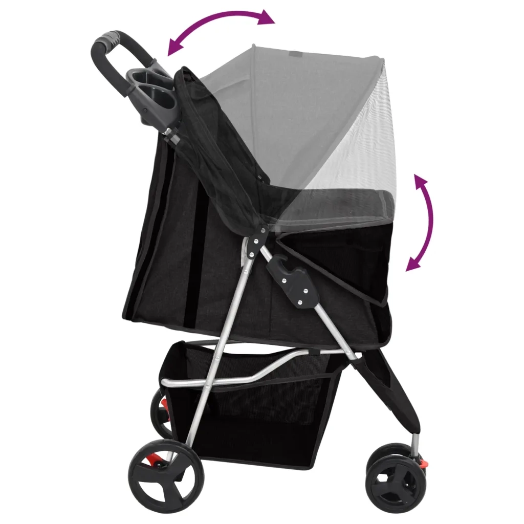 Passeggino per Cani Pieghevole Nero 80x46x98cm Tessuto Oxford CFW3916756