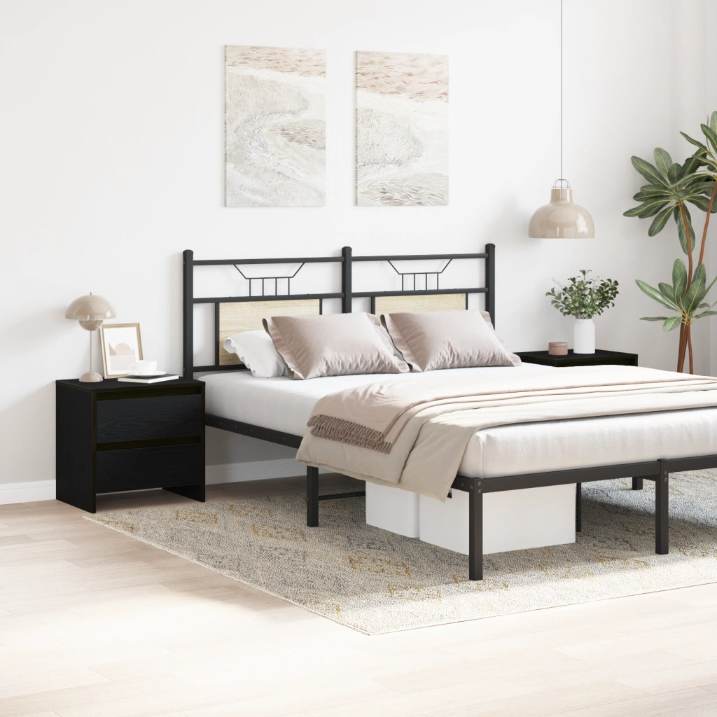 Cabinetto da letto  2 pezzi Nero Rovere 45x34x44,5 cm Legno ingegnerizzato
