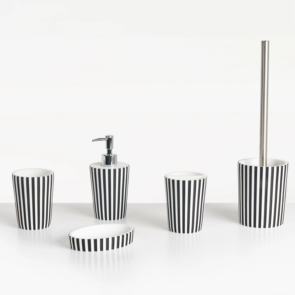 Set di accessori per il bagno Portasapone Dispenser di sapone Portaspazzolino Portaspazzolino nero e bianco