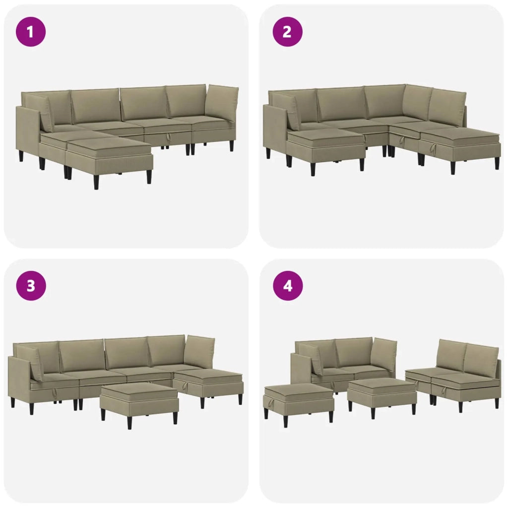 Set di mobili per il soggiorno 6 pcs Cachi Tessuto