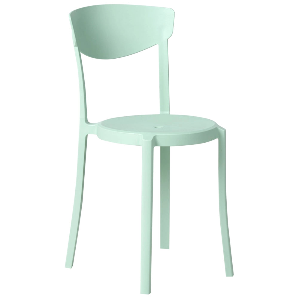 Set di 4 sedie da giardino verde menta in polipropilene leggero e resistente alle intemperie per interni ed esterni dal design moderno