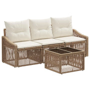 Set Divano da Giardino 4 pcs Beige polyrattan
