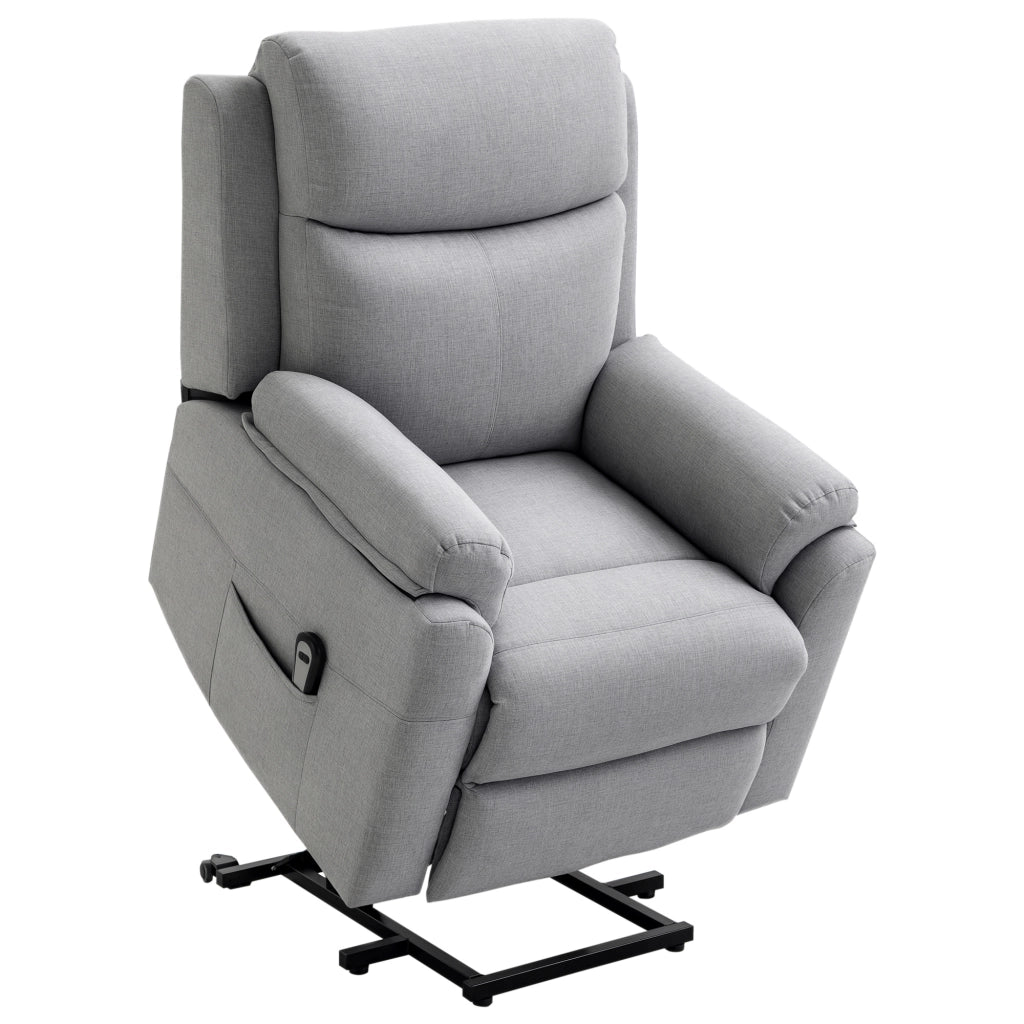 Poltrona Relax Alzapersona Elettrica Reclinabile ¨C Xylo ¨C Tessuto Grigio Chiaro con Poggiapiedi