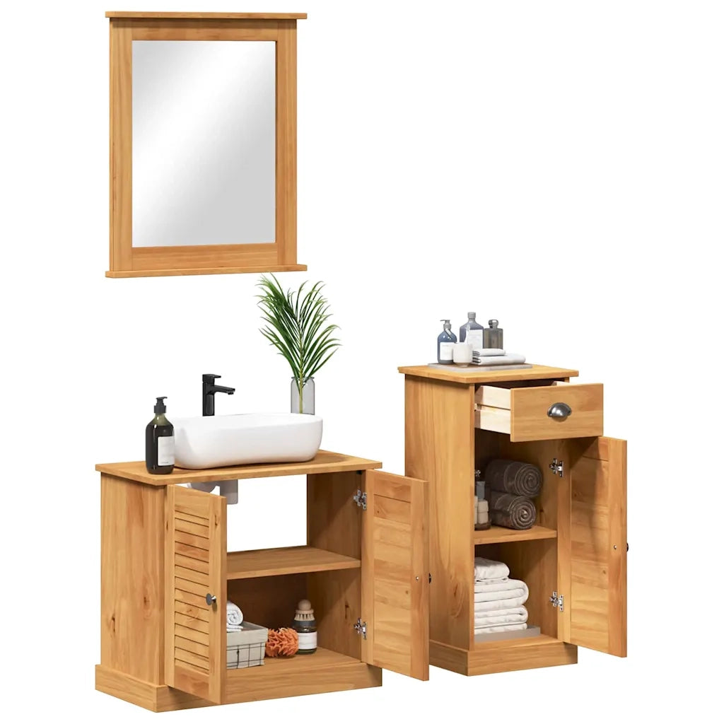 Set di mobili per il bagno con porta VIGO 3 pcs Marrone miele 3328543