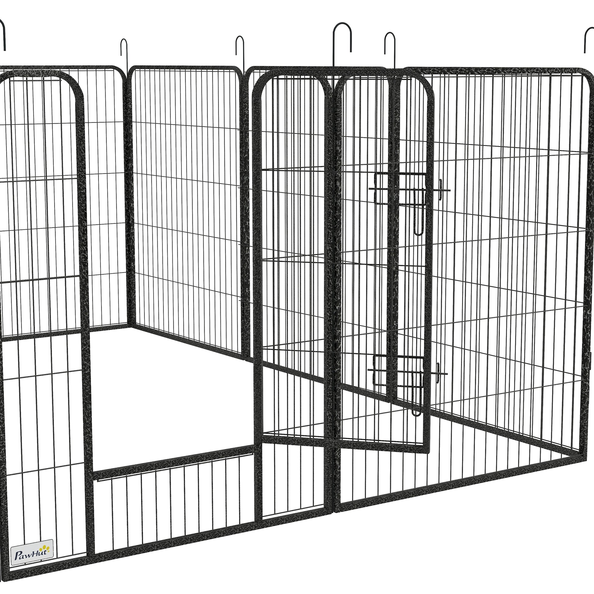 Recinto per Cani a 12 Pannelli Modulabili da 80x100 cm Pieghevole con Porta in Acciaio e 12 Picchetti Grigio